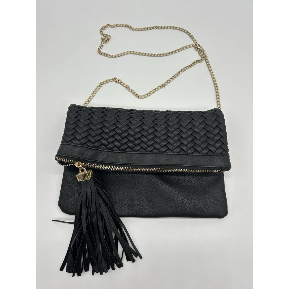 Madison West Fold-over Purse Clutch‎ Crossbody Black